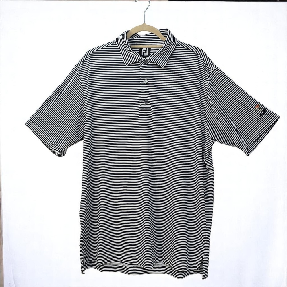FootJoy Golf Polo Shirt Men‎ Large Striped Short Sleeve Performance Staff Logo